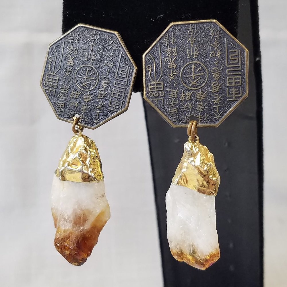 Karen Roache Unique Chinese Good Luck Crystal Clip-on Earrings - Picture 2 of 15